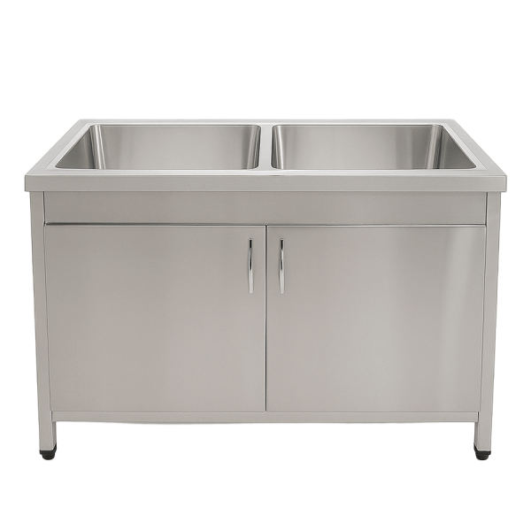 سینک دو لگن صنعتی 120×60 کابینت دار